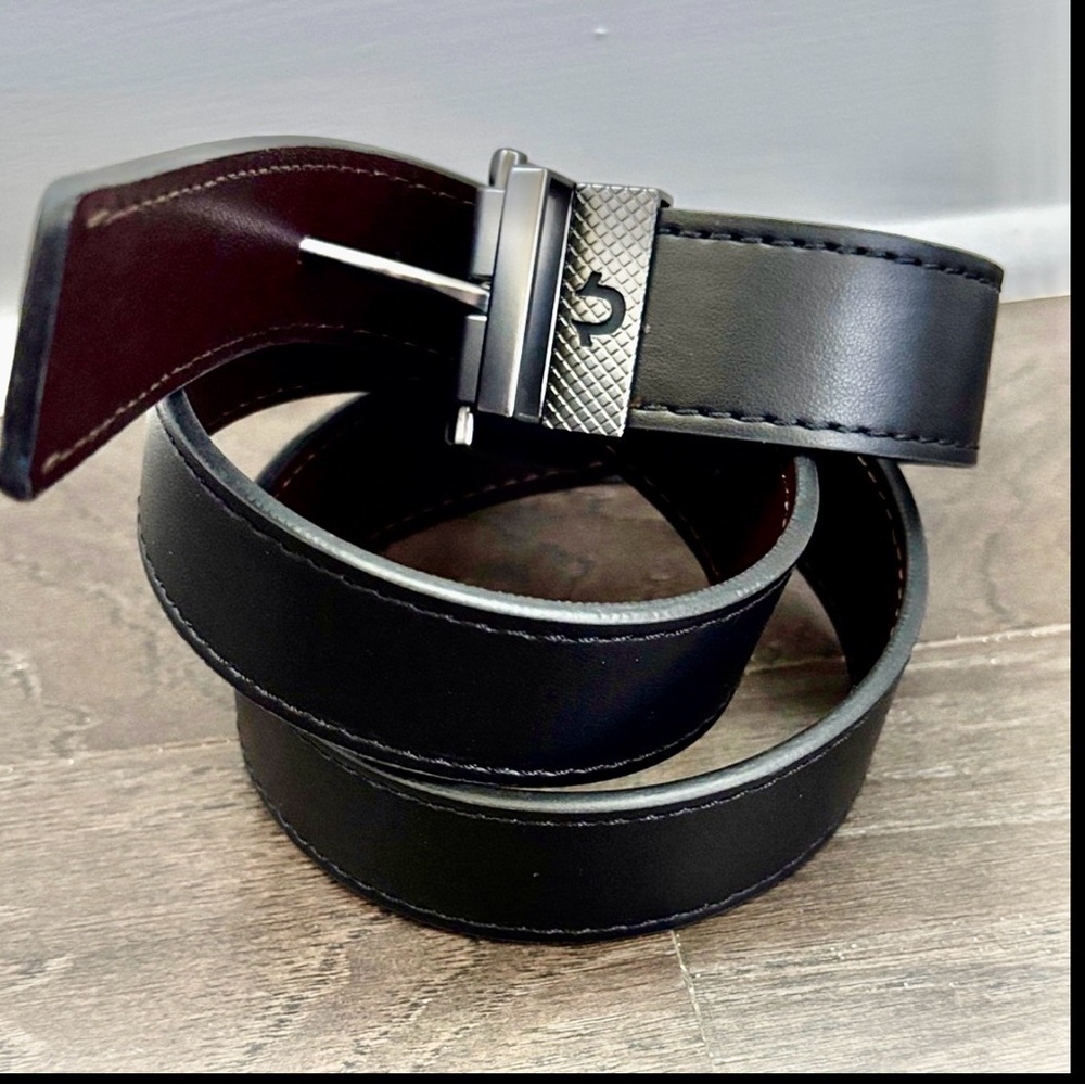 True Religion Bonded leather,synthetic leather lining,reversible stainless steel